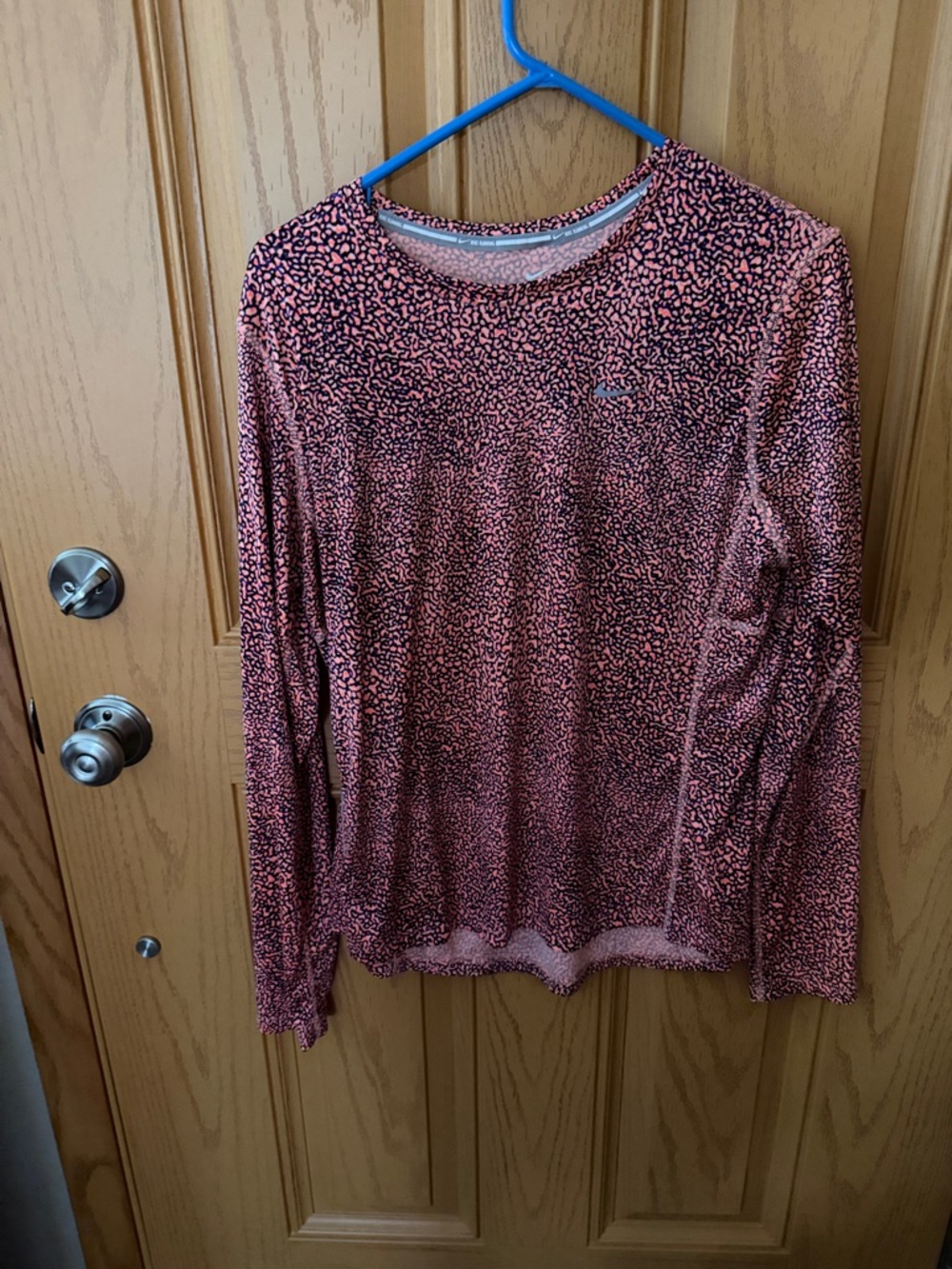 Nike Long Sleeve Performance Top - Orange/Black Speckle dri-fit XL